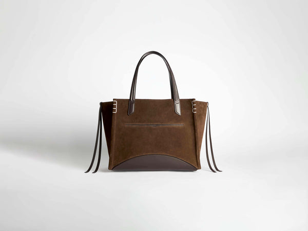 J.w.anderson Loafer Cabas Bag In Brown Suede