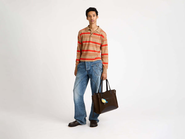 J.w.anderson Loafer Cabas Bag In Brown Suede