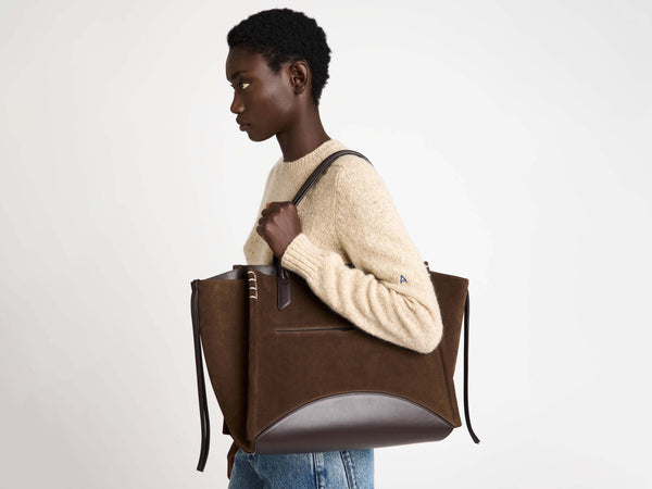 j.w.anderson Loafer cabas bag in brown suede