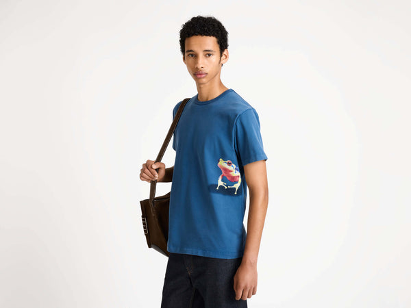 J.w.anderson Peeking Frog Tshirt In Mid Blue