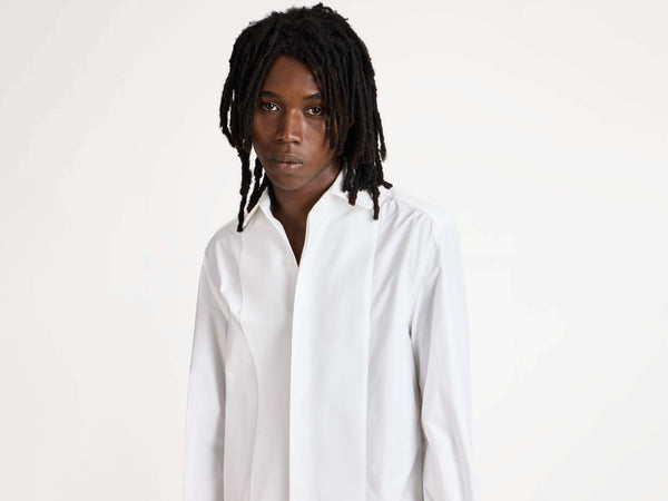 J.w.anderson Pleated Front Tuxedo Shirt In White
