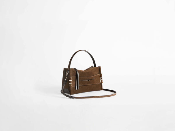 J.w.anderson Small Loafer Bag In Brown Suede