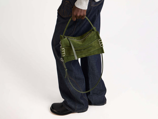 J.w.anderson Small Loafer Bag In Khaki Suede