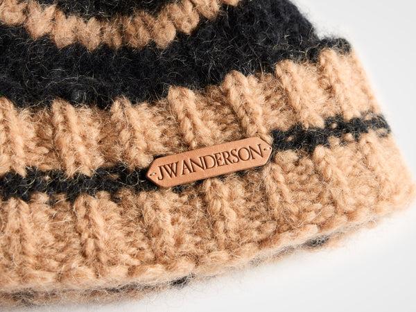 J.w.anderson Striped Beanie Hat In Black