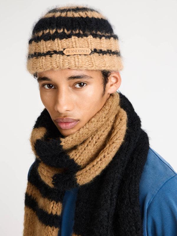 J.w.anderson Striped Beanie Hat In Black
