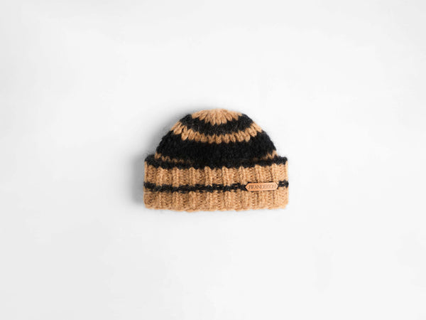 j.w.anderson Striped beanie hat in black