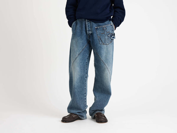 J.w.anderson Twisted Workwear Jeans In Mid Blue