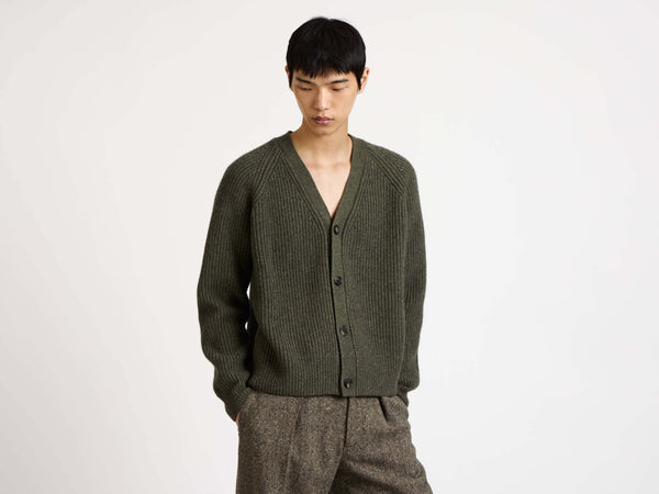 J.w.anderson V Neck Cardigan In Hunter Green