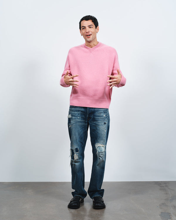 J.w.anderson V Neck Cashmere Jumper In Bubblegum