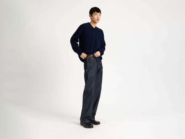 J.w.anderson V Neck Cashmere Jumper In Navy
