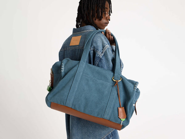 j.w.anderson Weekender canvas tote bag in mid blue