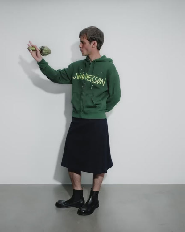 J.w.anderson Zip Front Print Hoodie In Green
