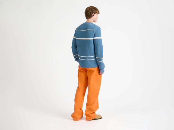 J.w.anderson Knitted Striped Jumper Top In Steel Blue
