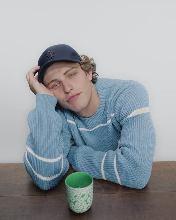 J.w.anderson Knitted Striped Jumper Top In Steel Blue