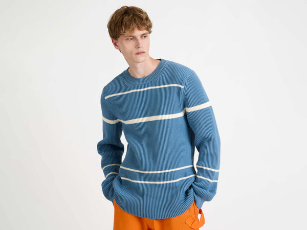 J.w.anderson Knitted Striped Jumper Top In Steel Blue