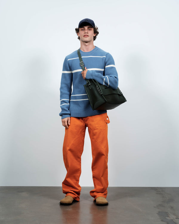 j.w.anderson Knitted striped jumper top in steel blue