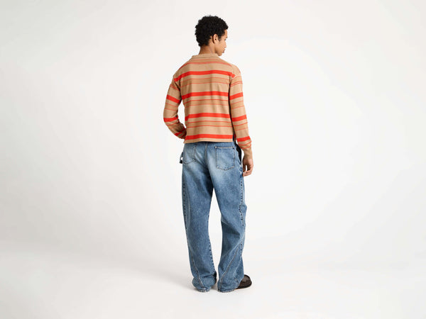 J.w.anderson Knitted Striped Rugby Polo Top In Biscuit