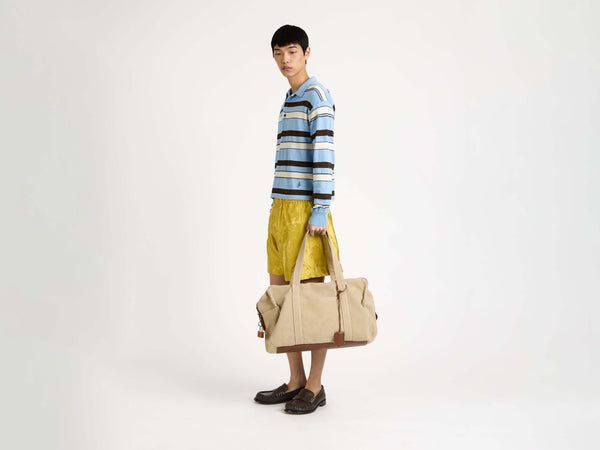 J.w.anderson Knitted Striped Rugby Polo Top In Misty Blue