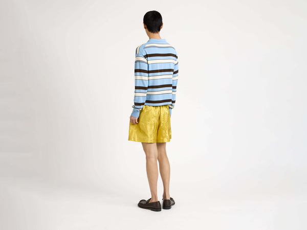 J.w.anderson Knitted Striped Rugby Polo Top In Misty Blue