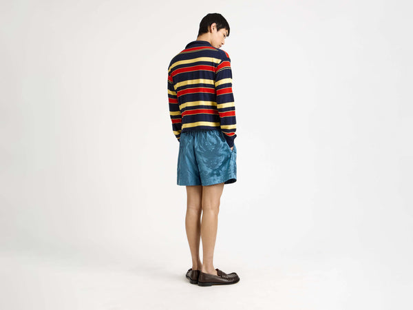J.w.anderson Knitted Striped Rugby Polo Top In Navy