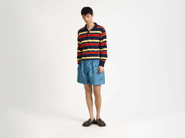 j.w.anderson Knitted striped rugby polo top in navy