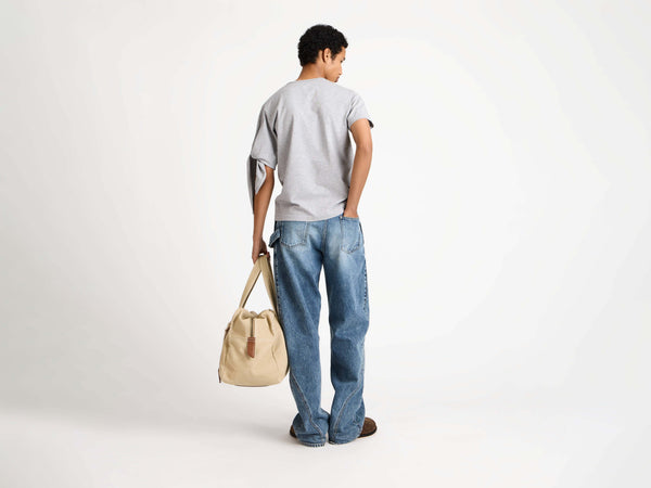 J.w.anderson Knotted Sleeve T Shirt In Mid Grey Melange