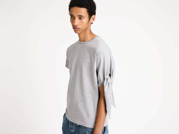 J.w.anderson Knotted Sleeve T Shirt In Mid Grey Melange