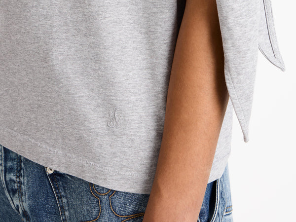 J.w.anderson Knotted Sleeve T Shirt In Mid Grey Melange