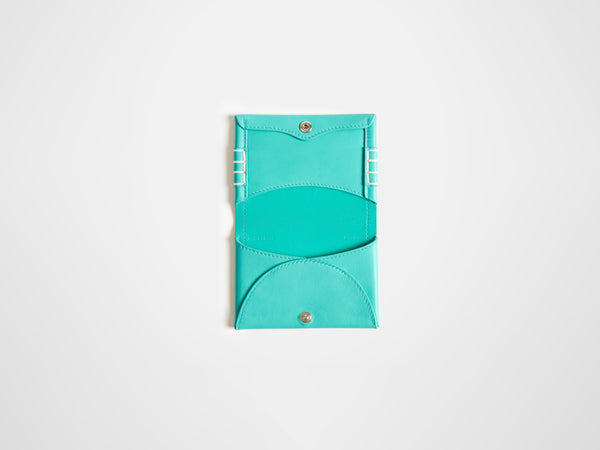 J.w.anderson Leather Loafer Card Holder In Turquoise