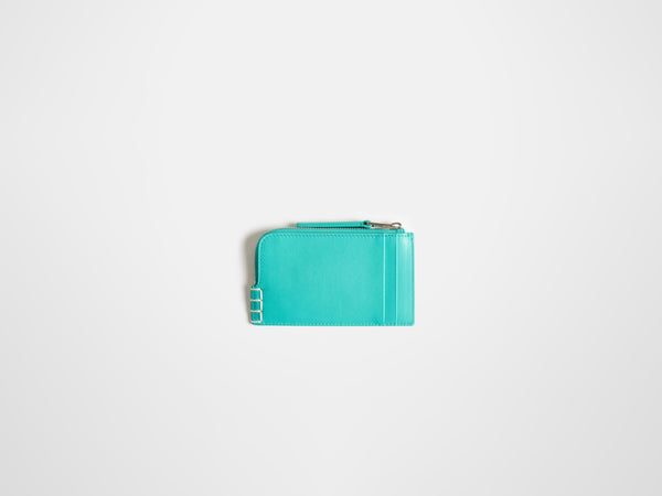 J.w.anderson Leather Loafer Zip Wallet In Turquoise