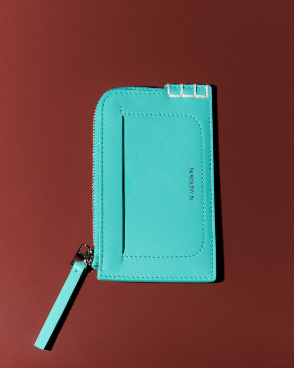 j.w.anderson Leather loafer zip wallet in turquoise