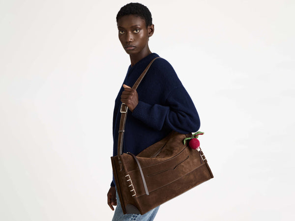 J.w.anderson Messenger Loafer Bag In Chocolate Brown Suede