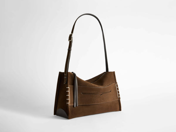 J.w.anderson Messenger Loafer Bag In Chocolate Brown Suede