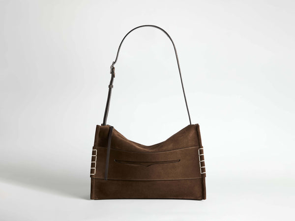 j.w.anderson Messenger loafer bag in chocolate brown suede