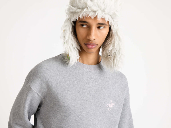 J.w.anderson Ribbon Anchor Sweatshirt In Mid Grey Melange