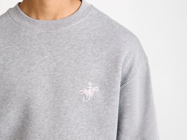 J.w.anderson Ribbon Anchor Sweatshirt In Mid Grey Melange