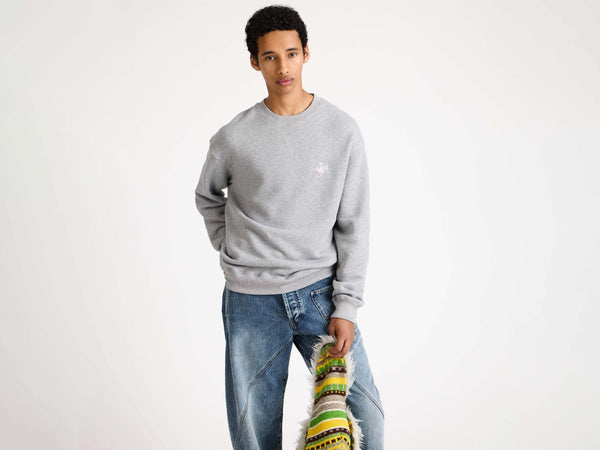 j.w.anderson Ribbon anchor sweatshirt in mid grey melange