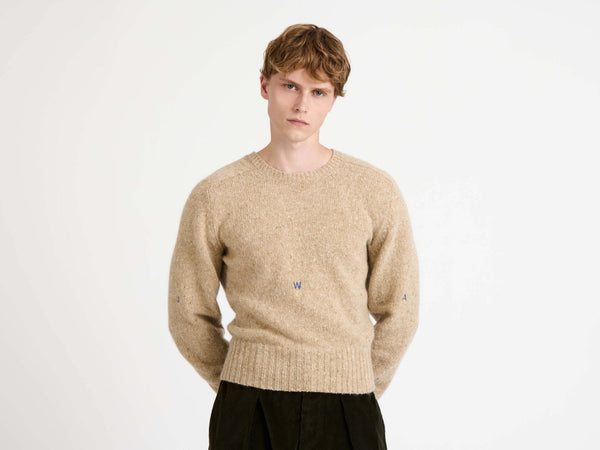 J.w.anderson Sleeve Embroidered Crew Neck Jumper Oatmeal Melange