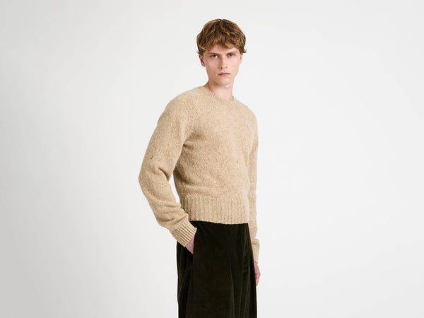 J.w.anderson Sleeve Embroidered Crew Neck Jumper Oatmeal Melange