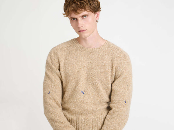 j.w.anderson Sleeve embroidered crew neck jumper oatmeal melange
