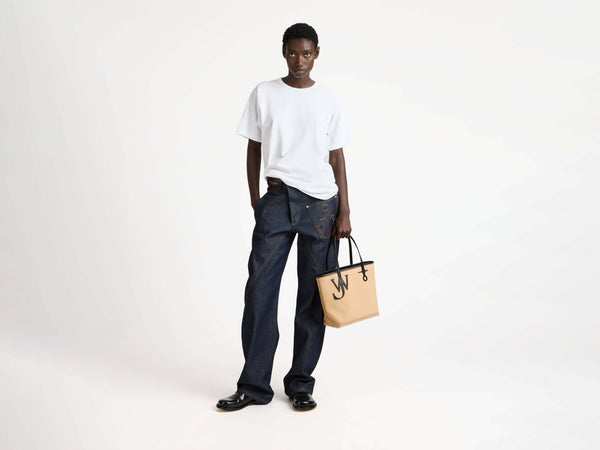 J.w.anderson Small Anchor Canvas & Leather Tote In Beige