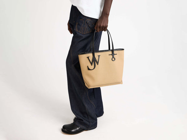 j.w.anderson Small anchor canvas & leather tote in beige