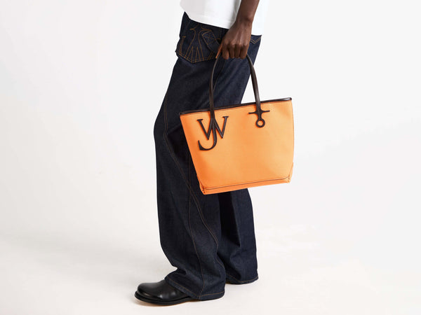 j.w.anderson Small anchor canvas & leather tote in orange