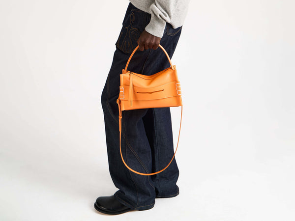 j.w.anderson Small loafer bag in bright orange leather