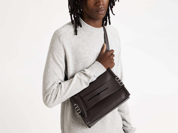 j.w.anderson Small messenger loafer bag in chocolate brown leather