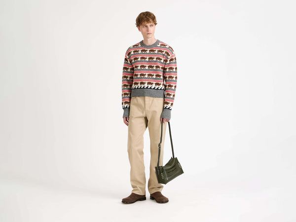 J.w.anderson Small Messenger Loafer Bag In Khaki Green Leather