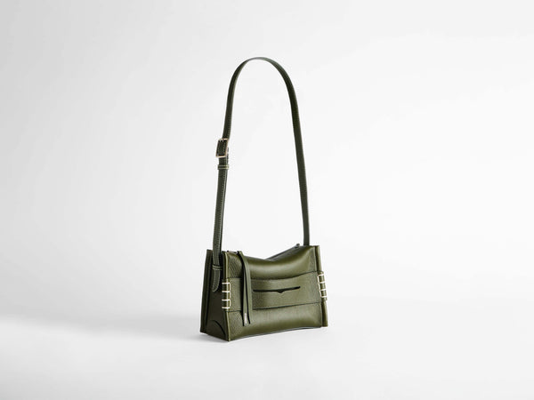J.w.anderson Small Messenger Loafer Bag In Khaki Green Leather