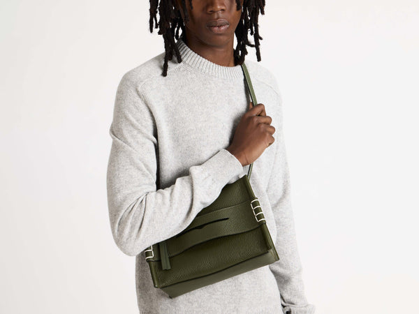 j.w.anderson Small messenger loafer bag in khaki green leather