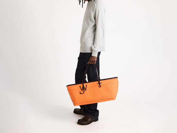 j.w.anderson Stretch anchor canvas & leather tote in orange