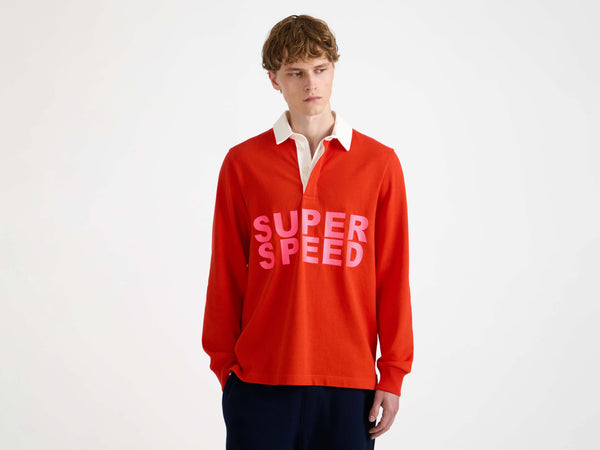 J.w.anderson 'super Speed' Rugby Polo Top In Bright Red